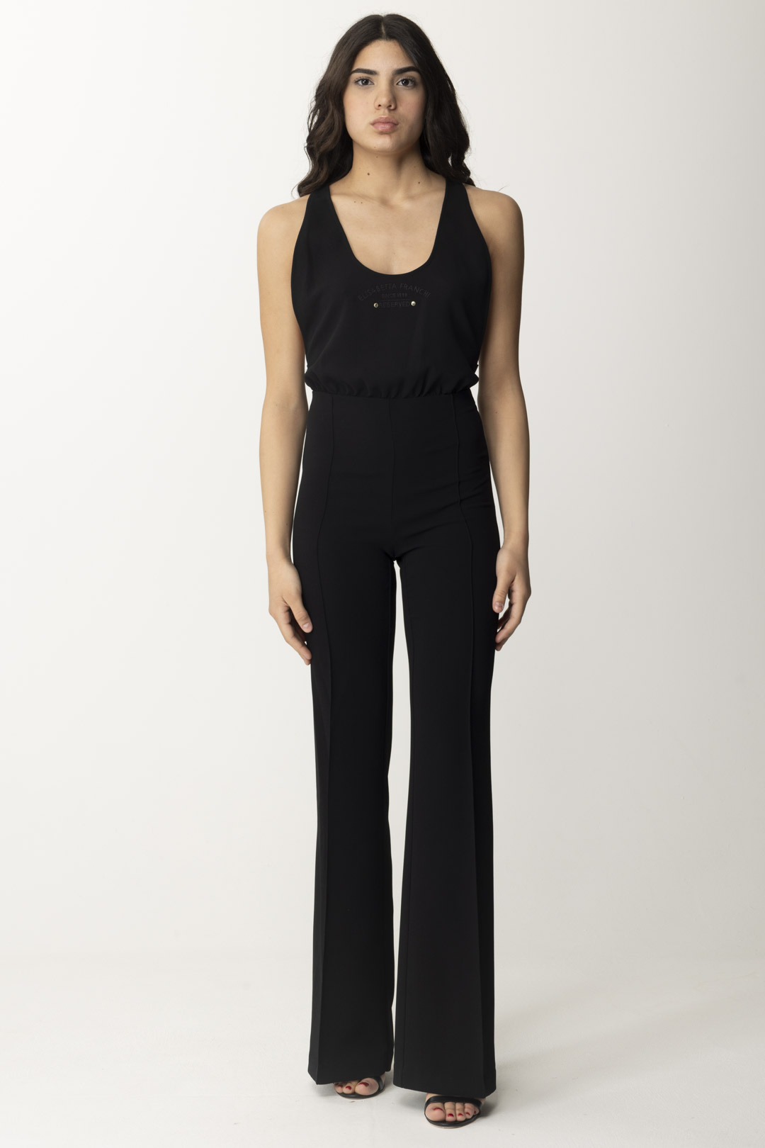 Preview: Elisabetta Franchi Reserved Logo Embroidered Jumpsuit Nero