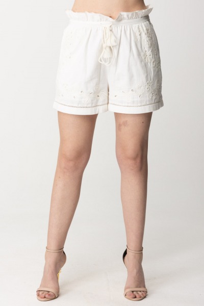 Twin-Set  Shorts with embroidery and drawstring 241TT2011 BIANCO OTTICO