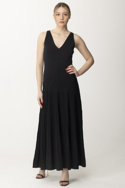 Twin-Set  Long knitted dress with pleated skirt 241TT3200 NERO