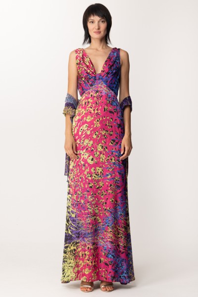 Fabiana Ferri  Multicoloured long dress with back neckline 30683 Fantasia