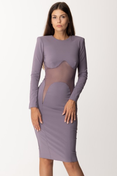 Elisabetta Franchi  Sheath dress with tulle inserts AB54837E2 CANDY VIOLET