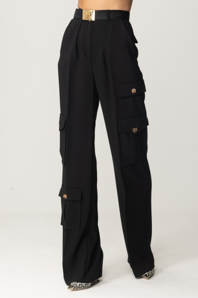 Elisabetta Franchi  Crepe cargo trousers with belt PA02936E2 NERO