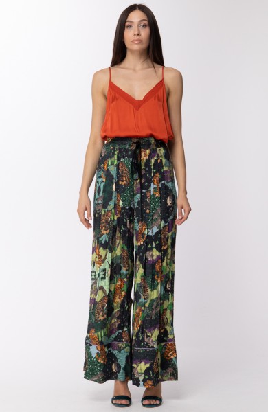 Motel  Patterned palazzo trousers with drawstring DPPA03311 Fantasia