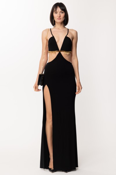 Elisabetta Franchi  Red Carpet dress with cut-out and charms AB43332E2 NERO