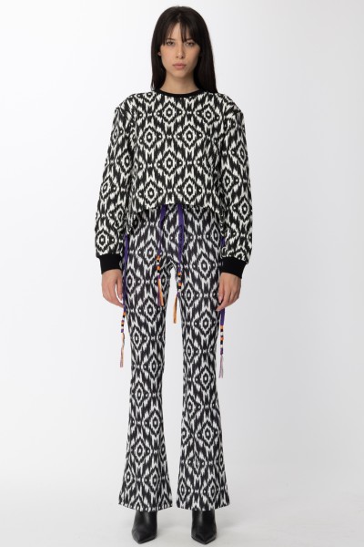 Gaelle Paris  Patterned sweatshirt with laces GBDP13983 OFFWHITE