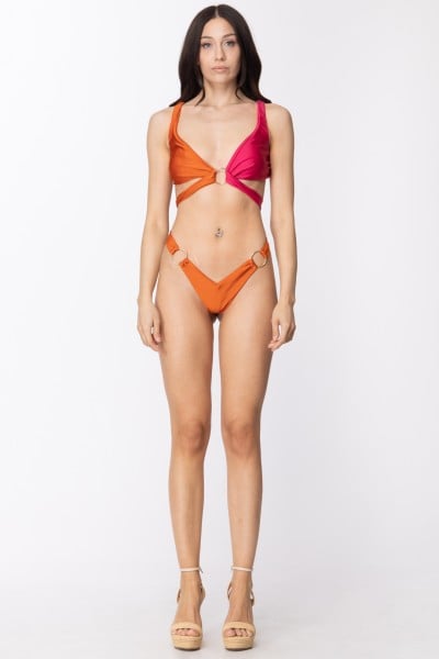 Ardoel  Aida two-tone bikini with criss-cross and rings Aida Arancio/Fucsia