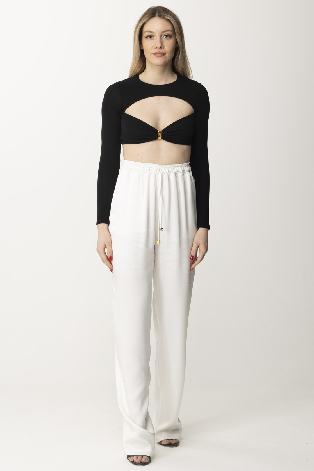 Preview: Elisabetta Franchi Cropped jersey sweater Nero