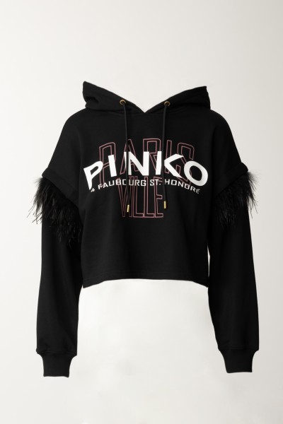Pinko  Bluza Avigliana z logo i piórami 103129 A1LU Z99