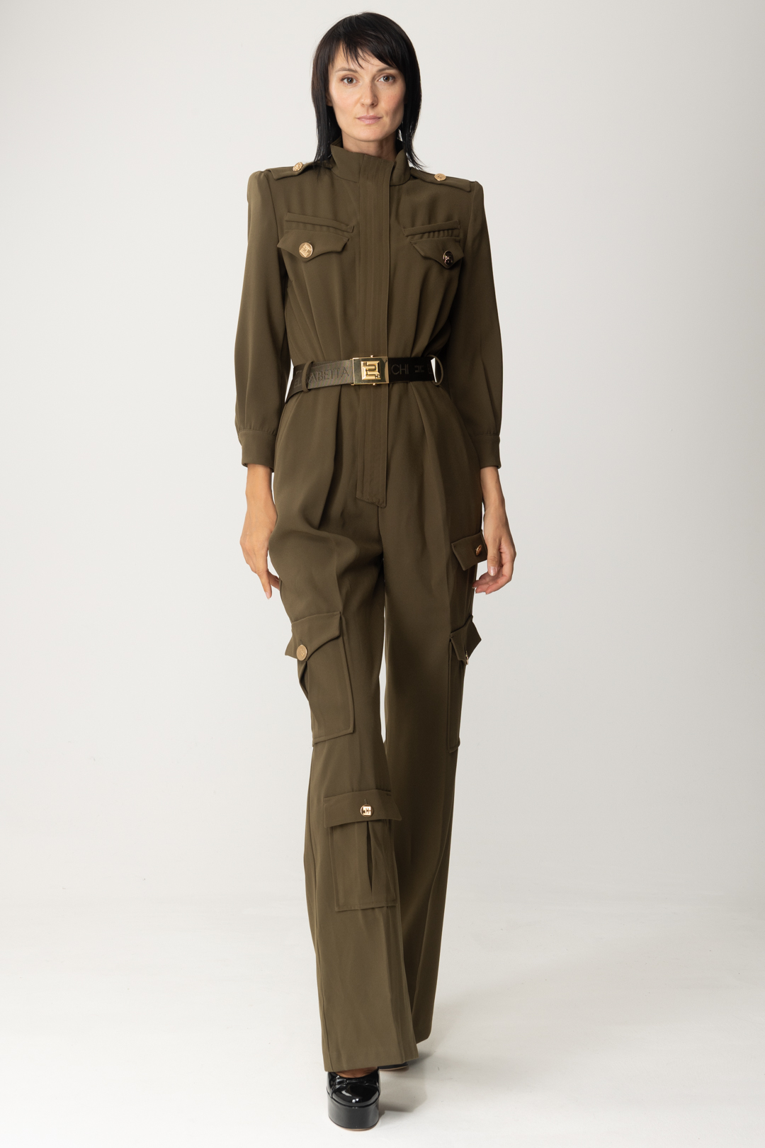 Preview: Elisabetta Franchi Belted cargo jumpsuit ARMY