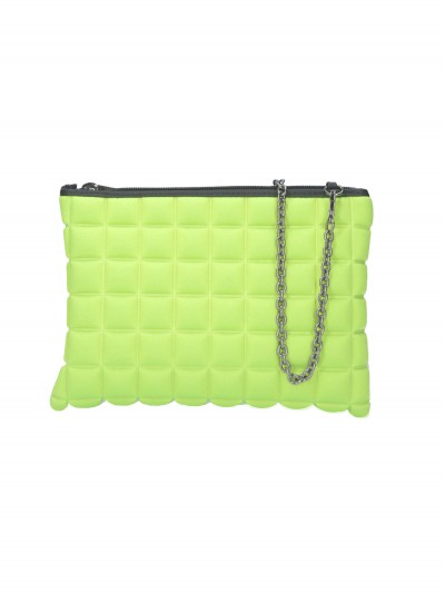 Bprime  Pocket clutch bag with chain strap POCKET GIALLO FLUO