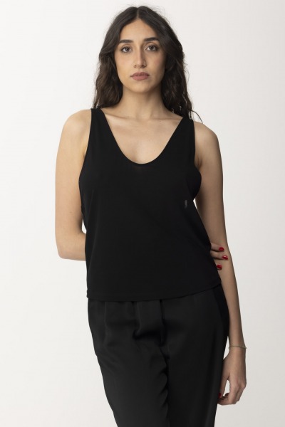 Elisabetta Franchi  Jersey tank top with logo on the back CN00342E2 NERO