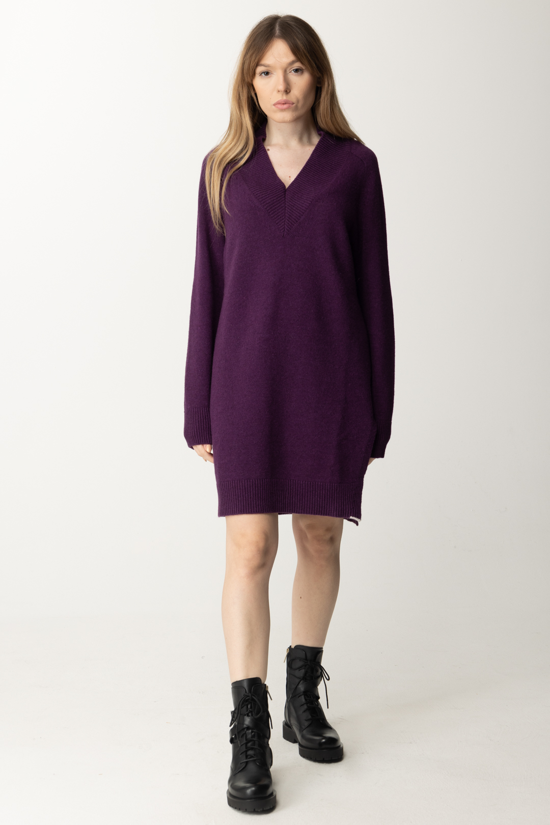 Preview: Semicouture Thea knitted dress GRAPE