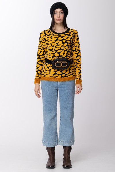 Twin-Set  Spotted sweater with fur trim TA63VN