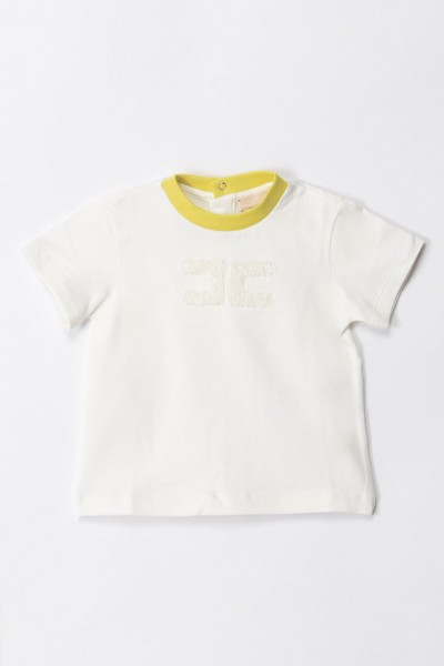 ELISABETTA FRANCHI BAMBINA  T-shirt with Contrast Collar and Logo ENTS0030JE006.D355 CEDAR/IVORY