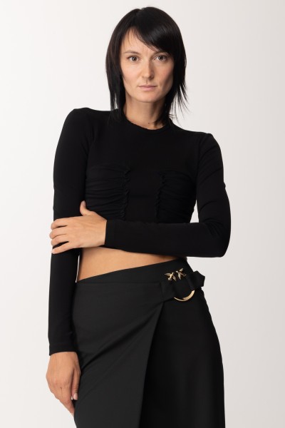 Pinko  Sweater with front ruffles 102314 A1AN NERO LIMOUSINE