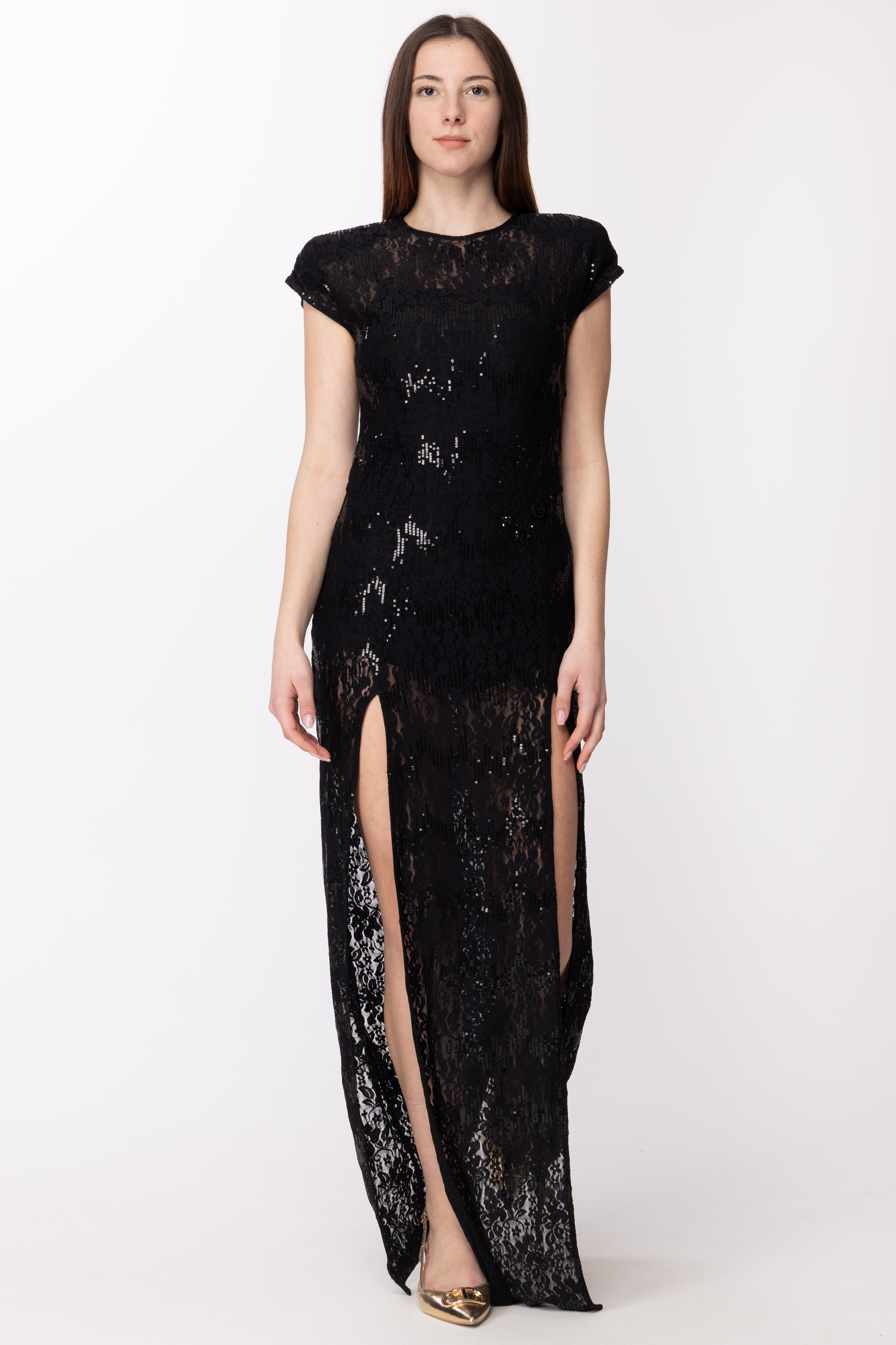 Vorschau: Gaelle Paris Kleid mit Spitze und Pailletten Nero