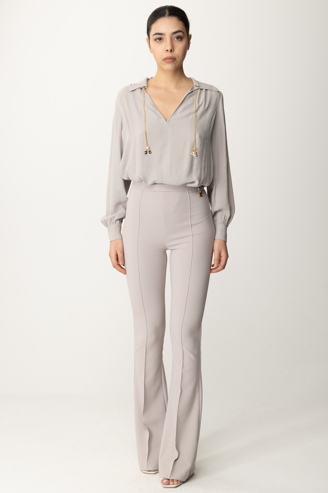 Preview: Elisabetta Franchi Flare trousers with C charms Perla