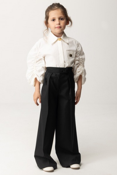 ELISABETTA FRANCHI BAMBINA  Wide-leg trousers in cool wool EFPA2280ML002.N000 BLACK