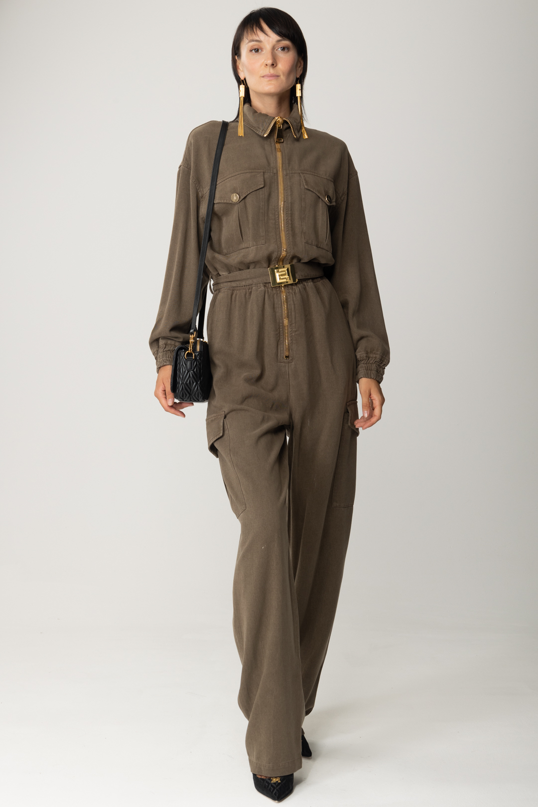 Preview: Elisabetta Franchi Utility suit with belt ARMY