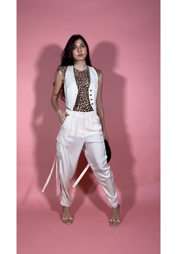 Preview: Aniye By Satin cargo trousers Malia WHITE