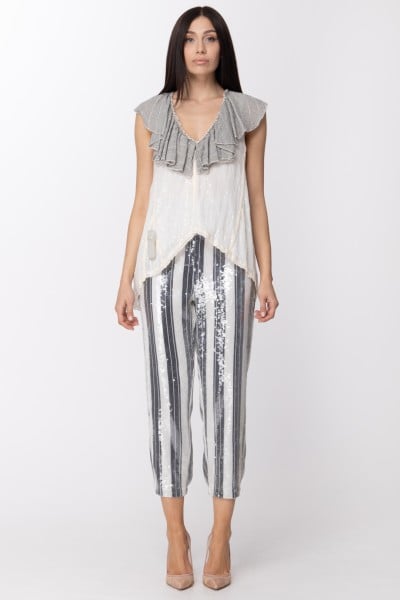Twin-Set  Striped trousers with sequins TS62HV
