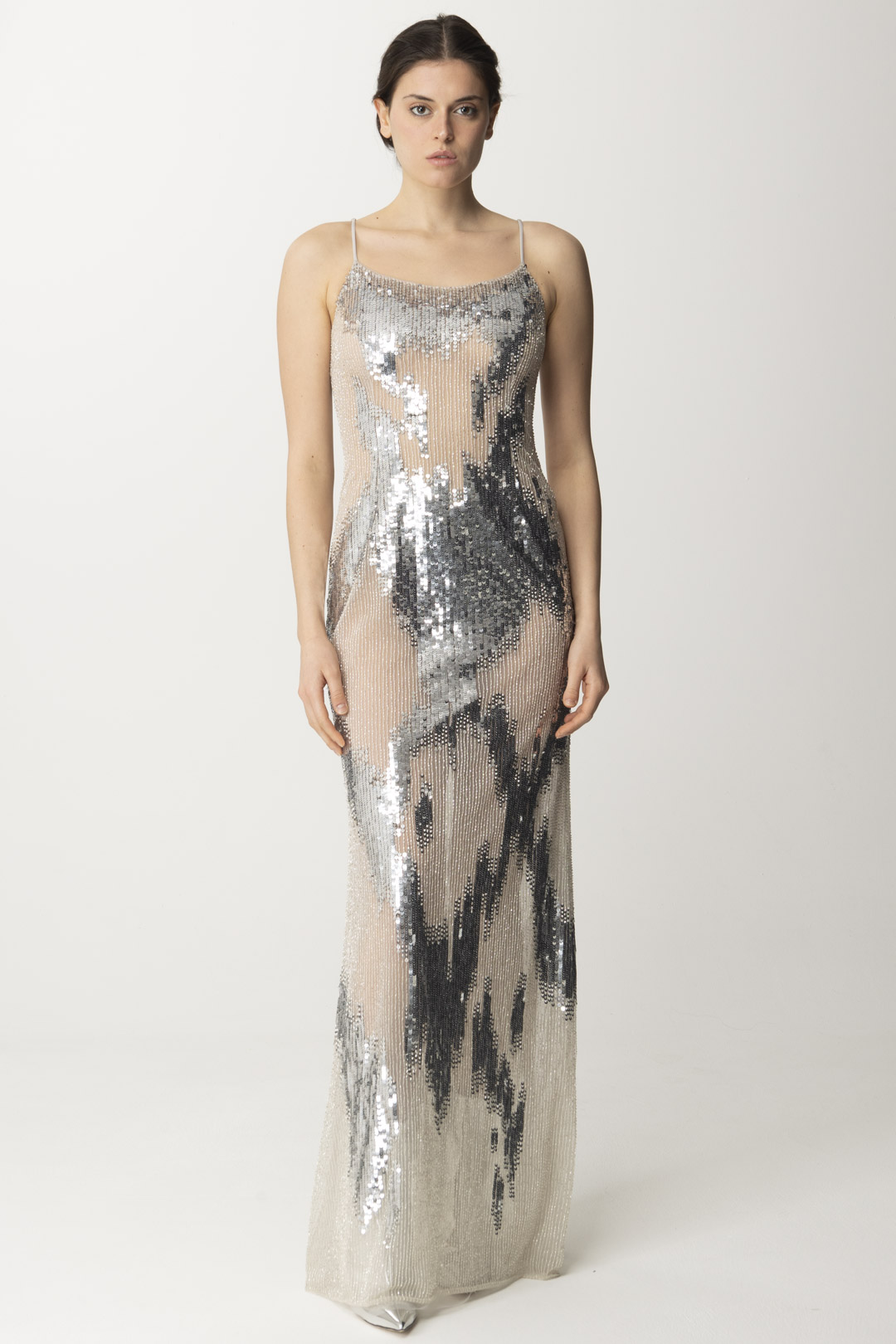 Preview: Elisabetta Franchi Red Carpet Dress in Tulle and Sequins Perla