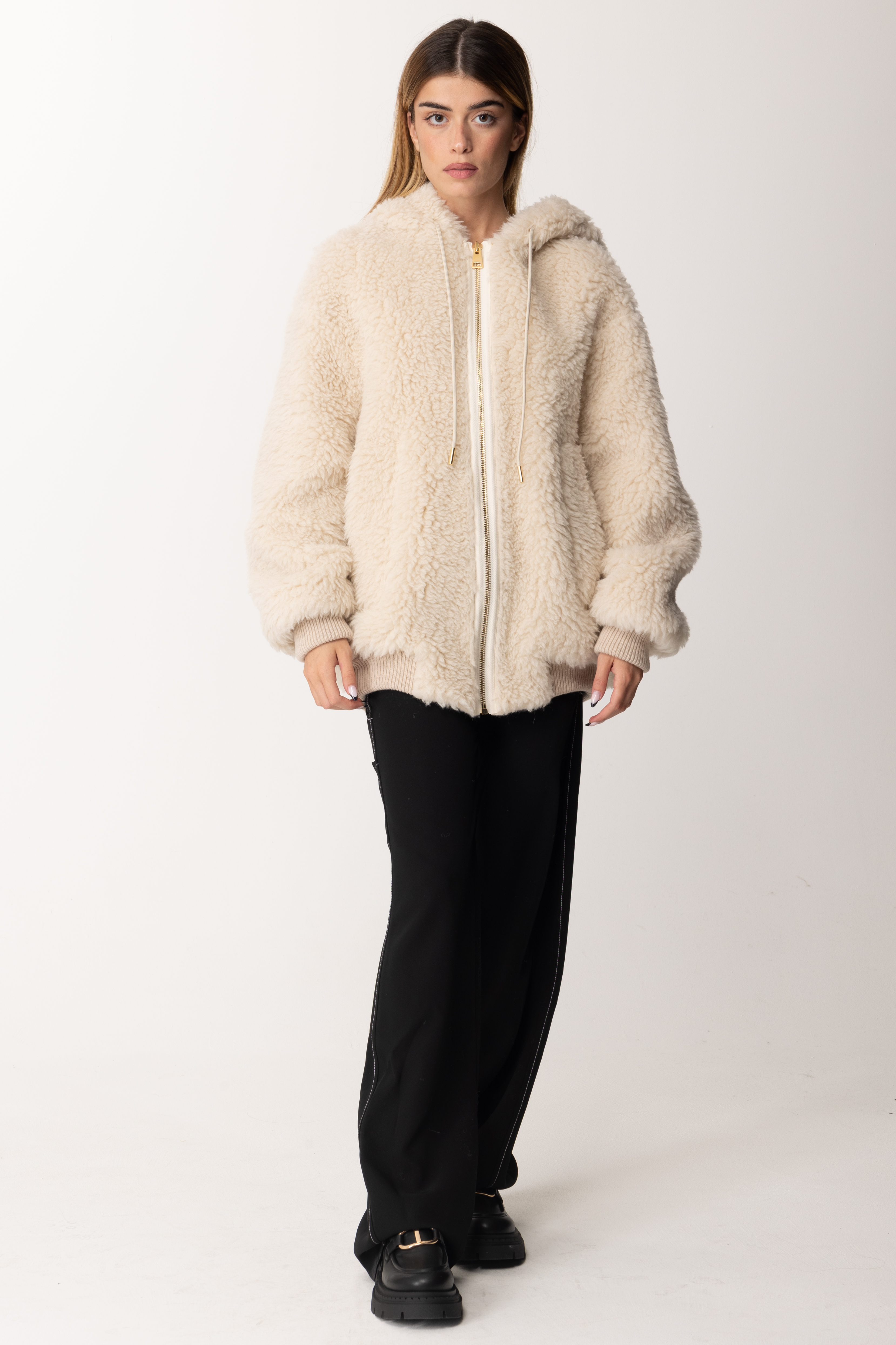 Preview: Semicouture Faux fur bomber jacket CORAL SAND