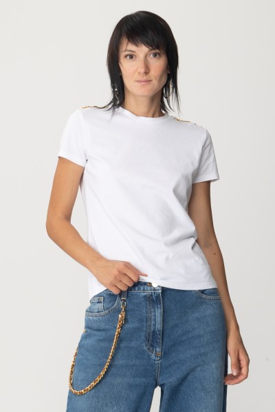 Elisabetta Franchi  camiseta con insignias MA01436E2 GESSO