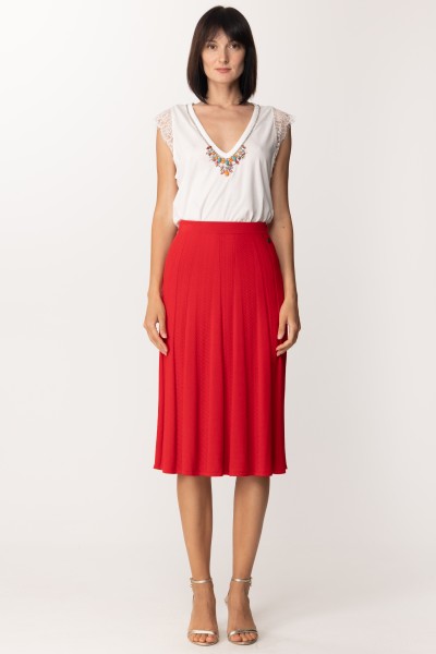 Twin-Set  Knit widi skirt with godet 201TP3030 ROSSO LAVA