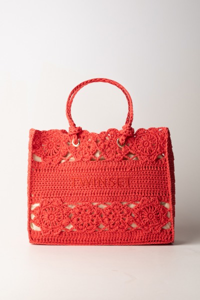 Twin-Set  Floral crochet shopper bag 241TD8190 LIP GLOSS