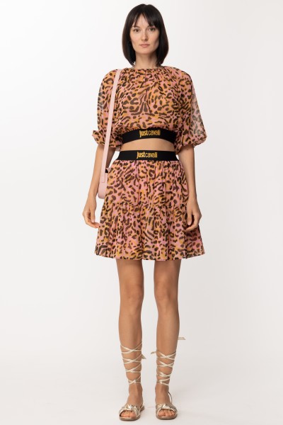 Just Cavalli  Skirt with animal print 74PBE806 ROSE