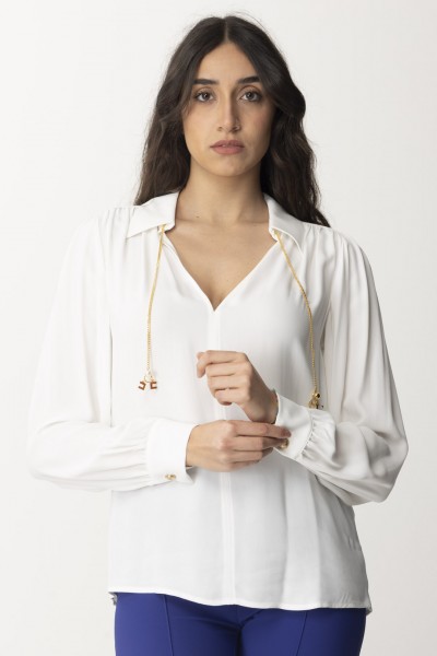 Elisabetta Franchi  Wide shirt with collar accessory CAT3041E2 AVORIO