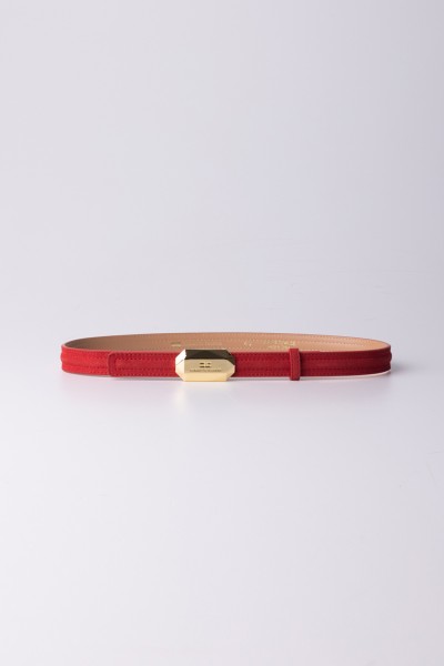 Elisabetta Franchi  Suede belt with logo buckle CT08S36E2 RED VELVET