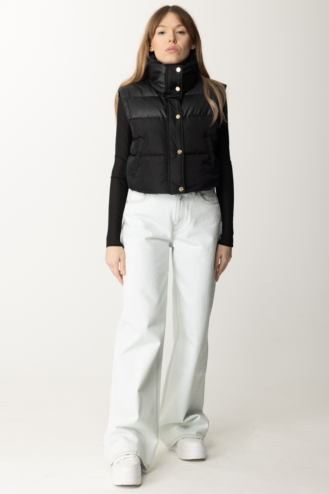 Preview: Pinko Short padded vest with high neck NERO LIMOUSINE