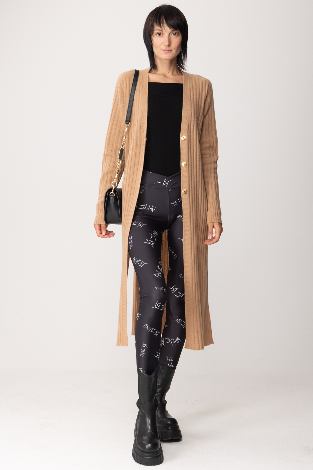 Preview: Twin-Set Maxi ribbed cardigan ICED COFFEE SCURO