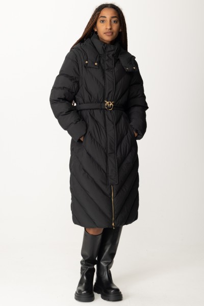 Pinko  Long padded coat with belt 101601 A11M NERO LIMOUSINE