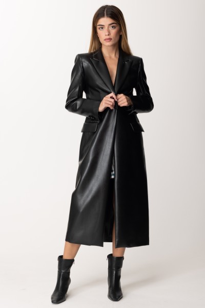 Simona Corsellini  Single-breasted trench coat in coated fabric A23CPCP001 NERO