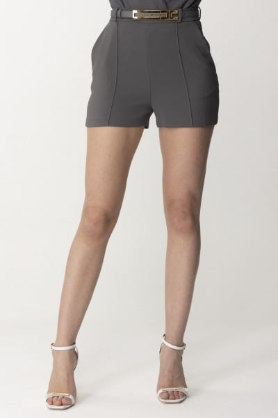 Elisabetta Franchi  Shorts with Piping and Belt SH00742E2 PIOMBO