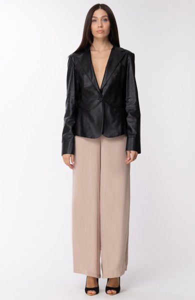 Motel  Palazzo trousers with lateral piping S19P205 Sabbia