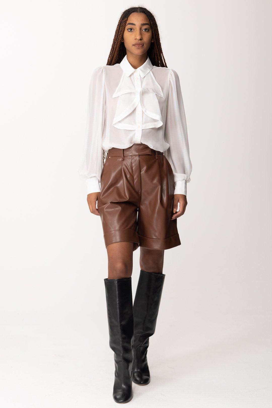 Preview: Simona Corsellini Leather shorts TOFFEE