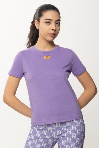 Elisabetta Franchi  T-shirt con oblò e placca logo MA52N41E2 IRIS