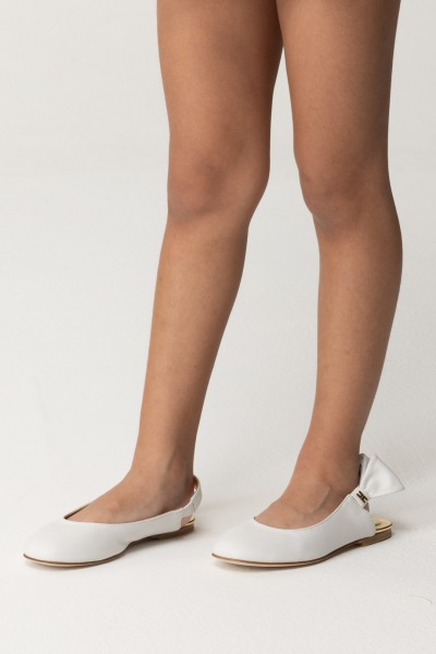 ELISABETTA FRANCHI BAMBINA  Sandały Chanel z wstawką z kokardki F4A3-E0018-1733100- WHITE