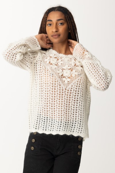 Twin-Set  Knitted sweater with crochet work 232TT3441 NEVE