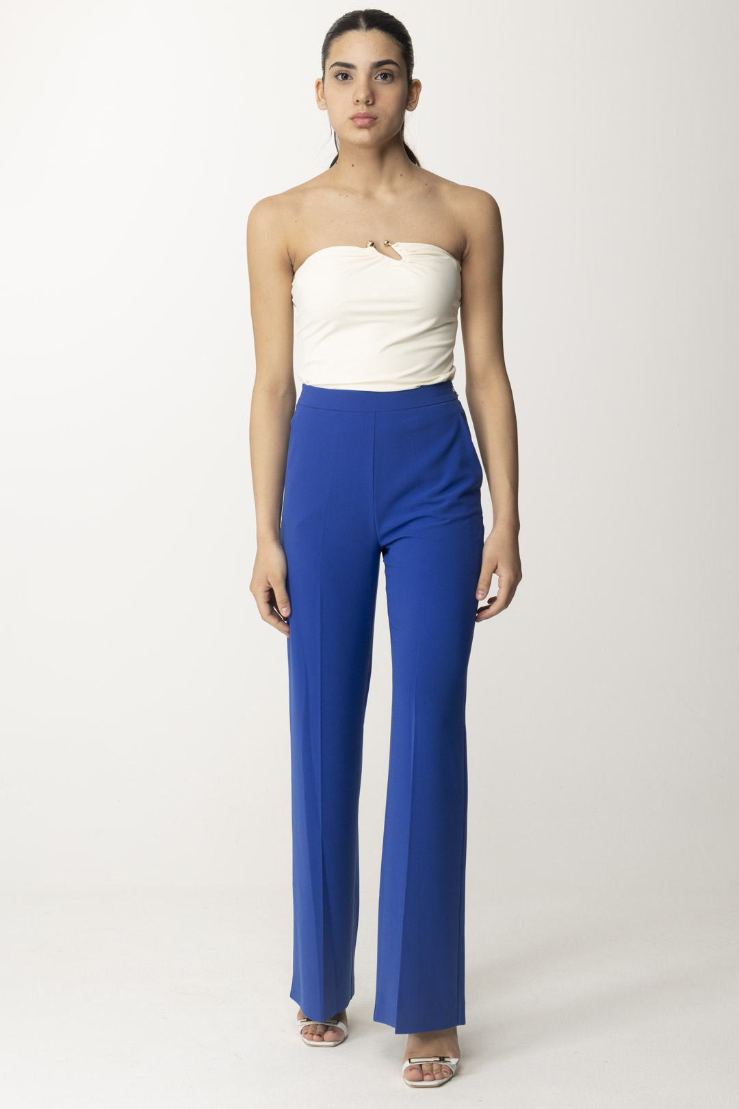 Preview: Patrizia Pepe Palazzo trousers in sablé Blue Wave