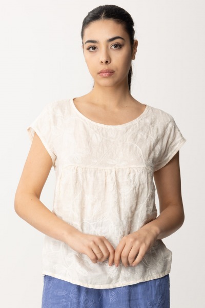 Alessia Santi  Linen blouse 411SD45013 BURRO