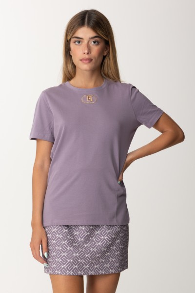 Elisabetta Franchi  T-shirt con placca logo in velluto MA45N36E2 CANDY VIOLET
