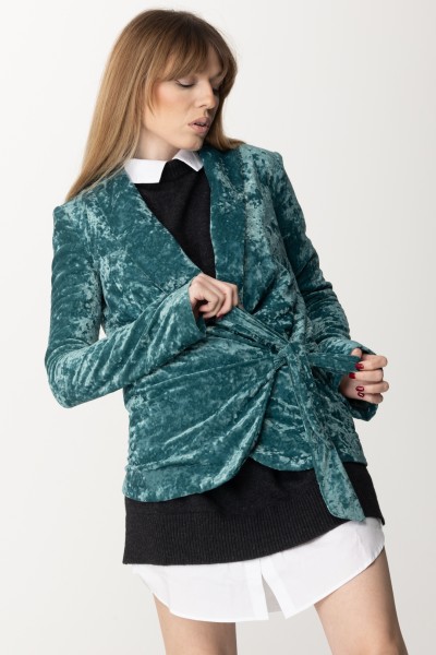 Aniye By  Zira velvet jacket with bow fastening 181364 BLU SERPENT