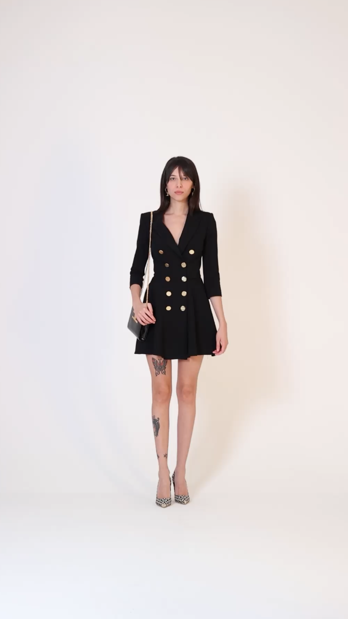 Preview: Elisabetta Franchi Flared doublebreasted dress Nero