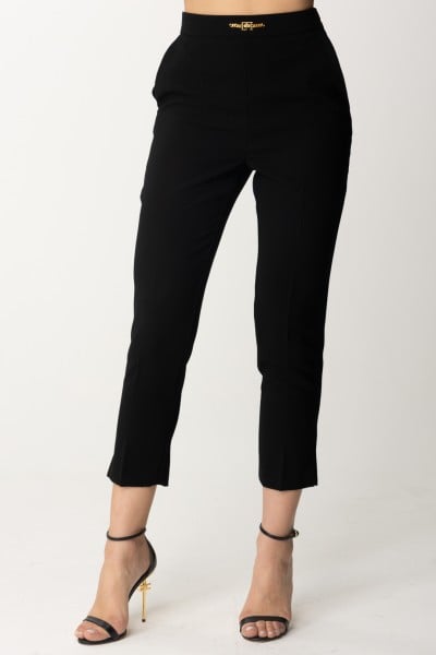 Elisabetta Franchi  Logo waist trousers with slits PA02341E2 NERO