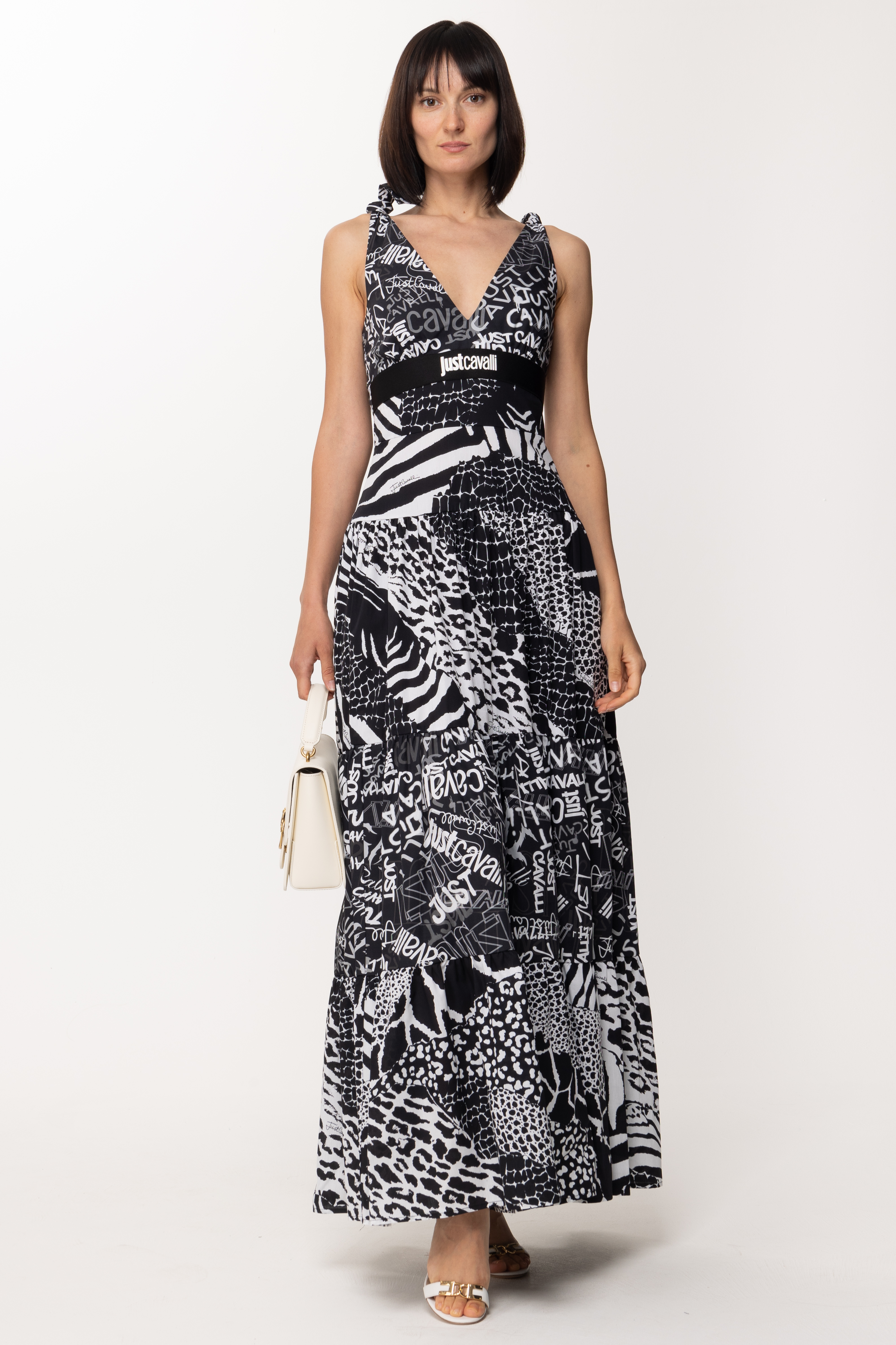 Vorschau: Just Cavalli Langes Kleid mit mehreren Mustern Black